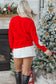 Red Santa Claus Christmas Tree Patched Pattern Drop Shoulder Sweatshirt