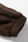 Dark Brown Solid Color Textured Knit Drop Shoulder Pullover Drawstring Shorts Set