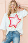 Moonlight Jade Colorblock Star Patched Half Sleeve Oversized Tee