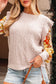Cable Knit Ruffle Detail Contrast Floral Sleeve Patchwork Sweater
