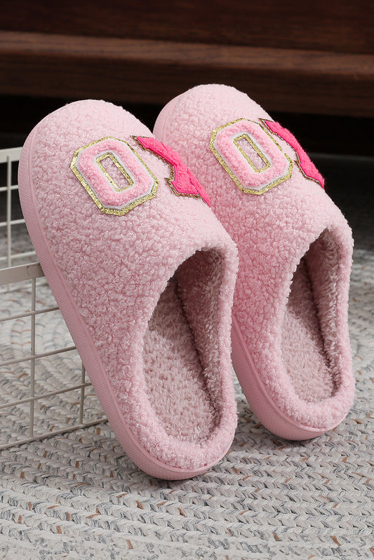 Pink XOXO Letter Graphic Plush Slippers