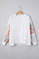 White Floral Dotted Print Patchwork Sleeve High Low Sweatshirt