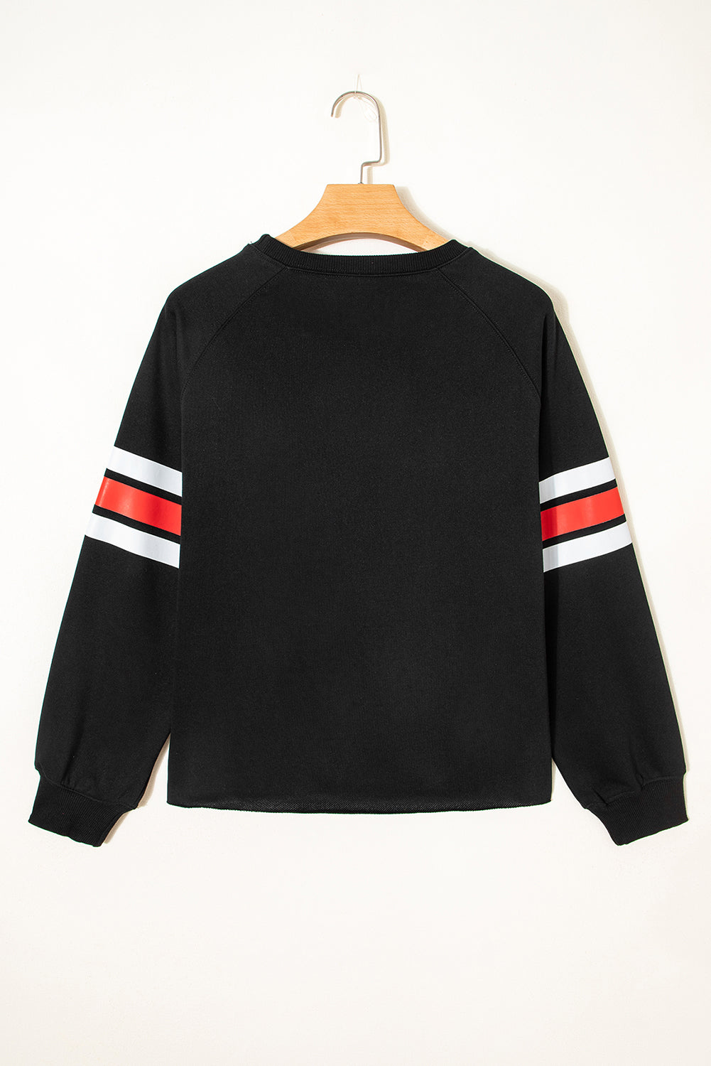 Black Varsity Spirit Striped 89 Graphic Casual Gameday Sweatshirt