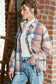 Gold Flame & Grey Plaid Button Up Collared Flannel Shacket