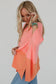 Grapefruit Orange Colorblock V Neck Slits Oversized Top