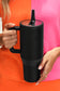 Black Frosted Stainless Handle Large Vacuum Cup with Straw 1200ml