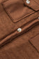 Brown Solid Color Textured Button Up Shacket with Pockets