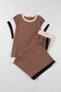 Chestnut Color Block Detail Casual Two piece Outfit