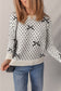 Bow Detail Ribbed Trim Crew Neck Sweater