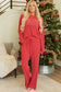 Red Jolly Corded Long Sleeve Top and Pants Set