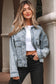 Beau Blue Street Style Zip Up Washed Denim Jacket