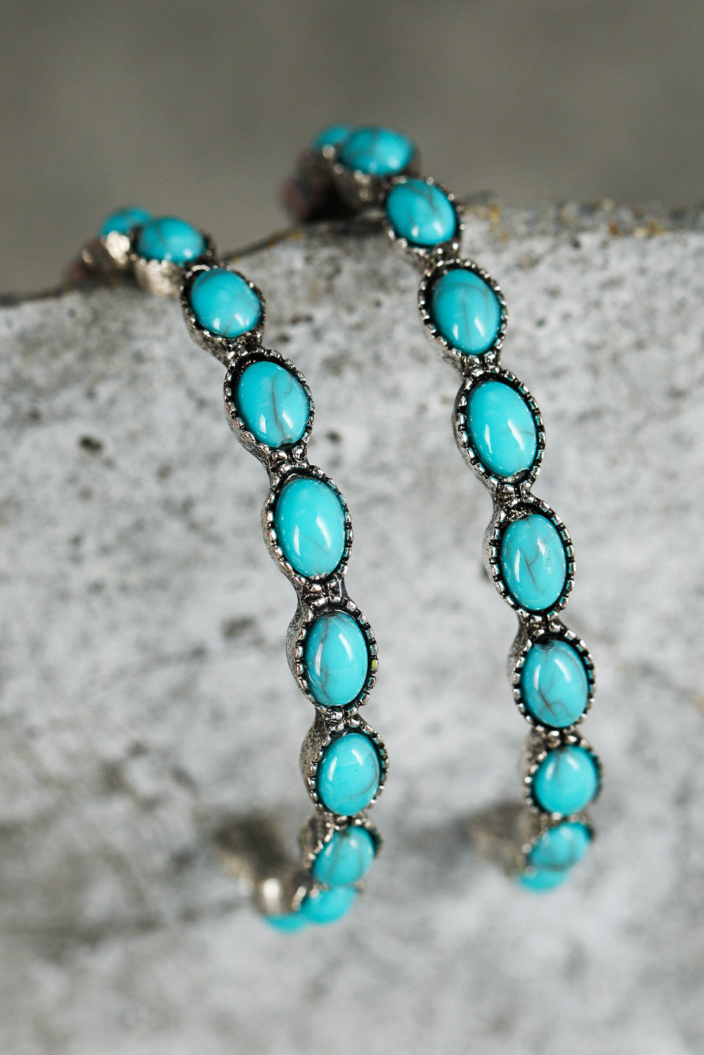 Bonbon Turquoise Big Circle C Shaped Earrings