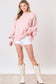 Light Pink Flower Pattern Drop Shoulder Loose Sweatshirt