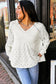 Embroidered Patchwork V-Neck Top – White
