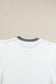 White Contrast Trim Round Neck Batwing Sleeve Knitted T Shirt