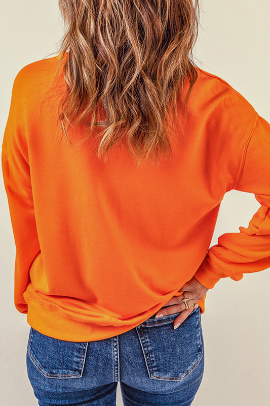 Orange Talk Turkey To Me Printed Graphic Thanksgiving Holiday Sweatshirt