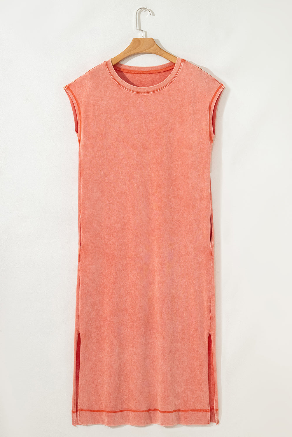 Mineral Wash Pocketed Cotton T-Shirt Dress