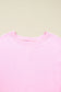 Pink Plus Size Mix Floral Patched Sleeve Ribbed Trim Baggy Sweatshirt