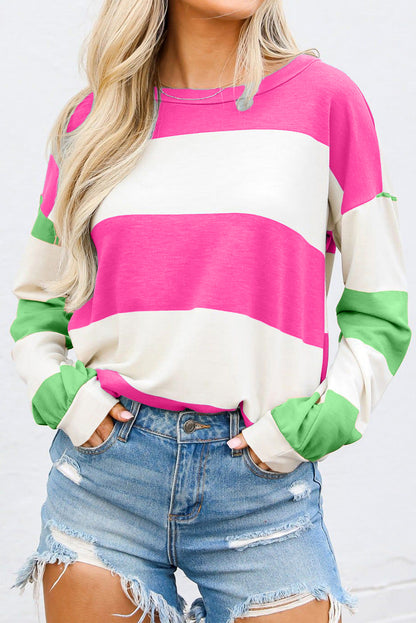 Rose Red Colorblock Drop Sleeve Top