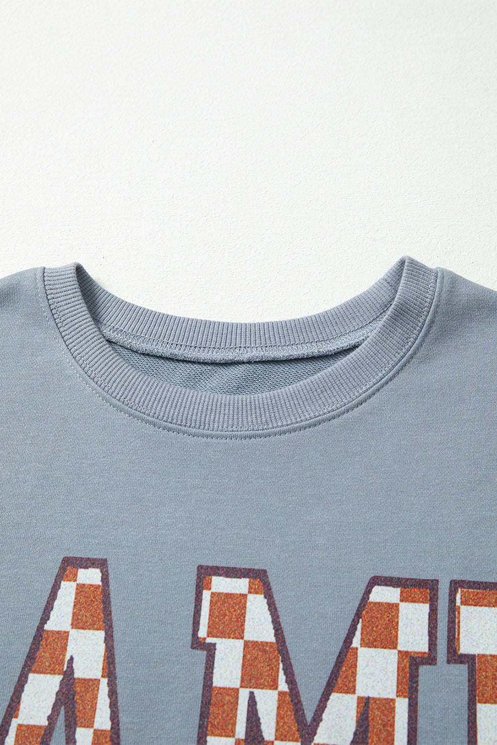 Game Day Checkered Letter Graphic Oversized Sweatshirt