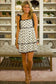 White Contrast Bow-Trimmed Knotted Shoulder Mini Dress