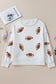 White Sequin Football Pattern Exposed Seam Game Day Sweatshirt