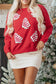 Red Playful Christmas Tree Patched Dropped Shoulder Sweatshirt