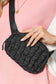 Black Quilted Puffer Buckle Strap Crossbody Bag