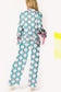 Sky Blue Santa Bow Lapel Collar Christmas Pajama Set