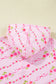 Pink Floral Print Half Zip Drawstring Hoodie