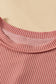 Apricot Pink Colorblock Crinkle Rib Round Neck T Shirt