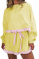 Yellow Gingham Ruffle Hem Long Sleeve Pullover and Shorts Lounge Set