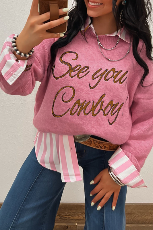 See You Cowboy Embroidered Western Graphic Sweater