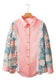 Pink Stripe Floral Patchwork Loose Fit Shirt