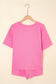 Pink Sequin Halloween Pumpkin Pattern V-Neck Tee and Drawstring Shorts Set