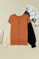 Desert Gold Colorblock Raw Edge Bubble Sleeve V-Neck Sweater