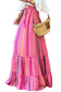 Pink Boho Tassel Tie Ruffled Tiered Maxi Skirt