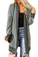 Rose Plaid Contrast Trim Casual Knit Long Cardigan