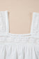 White Hollowed Lace Patchwork Square Neck Short Sleeve Blouse