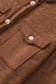 Brown Solid Color Textured Button Up Shacket with Pockets