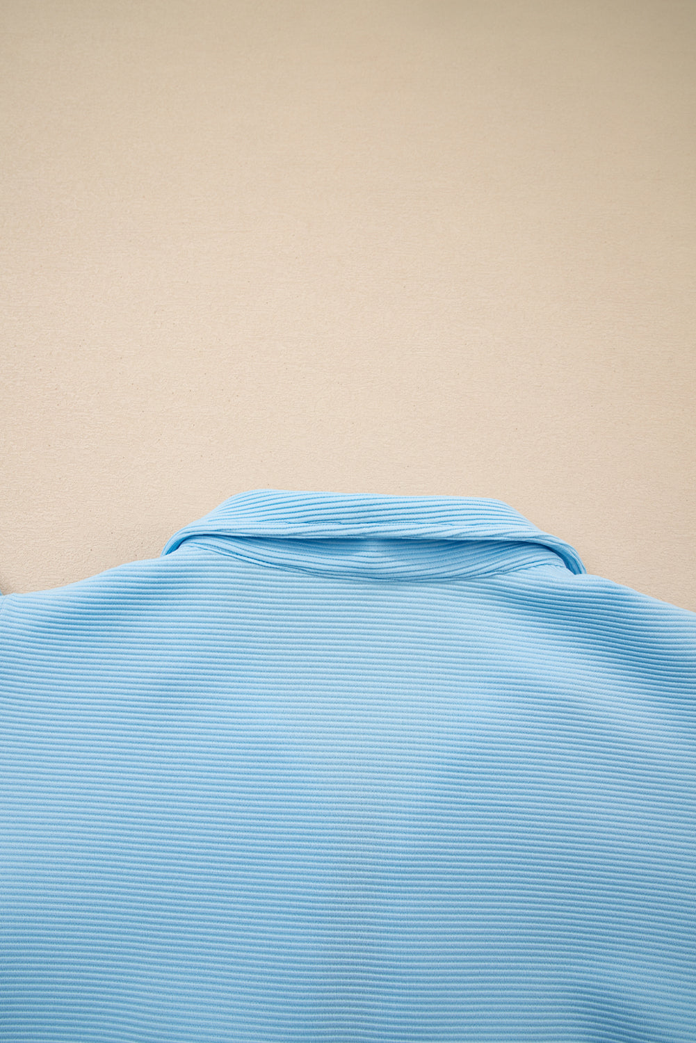 Blue Striped Detail Flutter Sleeve Zipped Collar Short Set