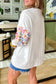 White Floral Dotted Print Patchwork Sleeve High Low Sweatshirt