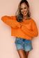 Carrot Orange Solid Color Crochet Scallop Edge Sweater