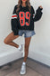 Black Varsity Spirit Striped 89 Graphic Casual Gameday Sweatshirt