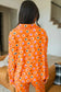 Orange Halloween Print Lapel Shirt and Pants Pajama Set