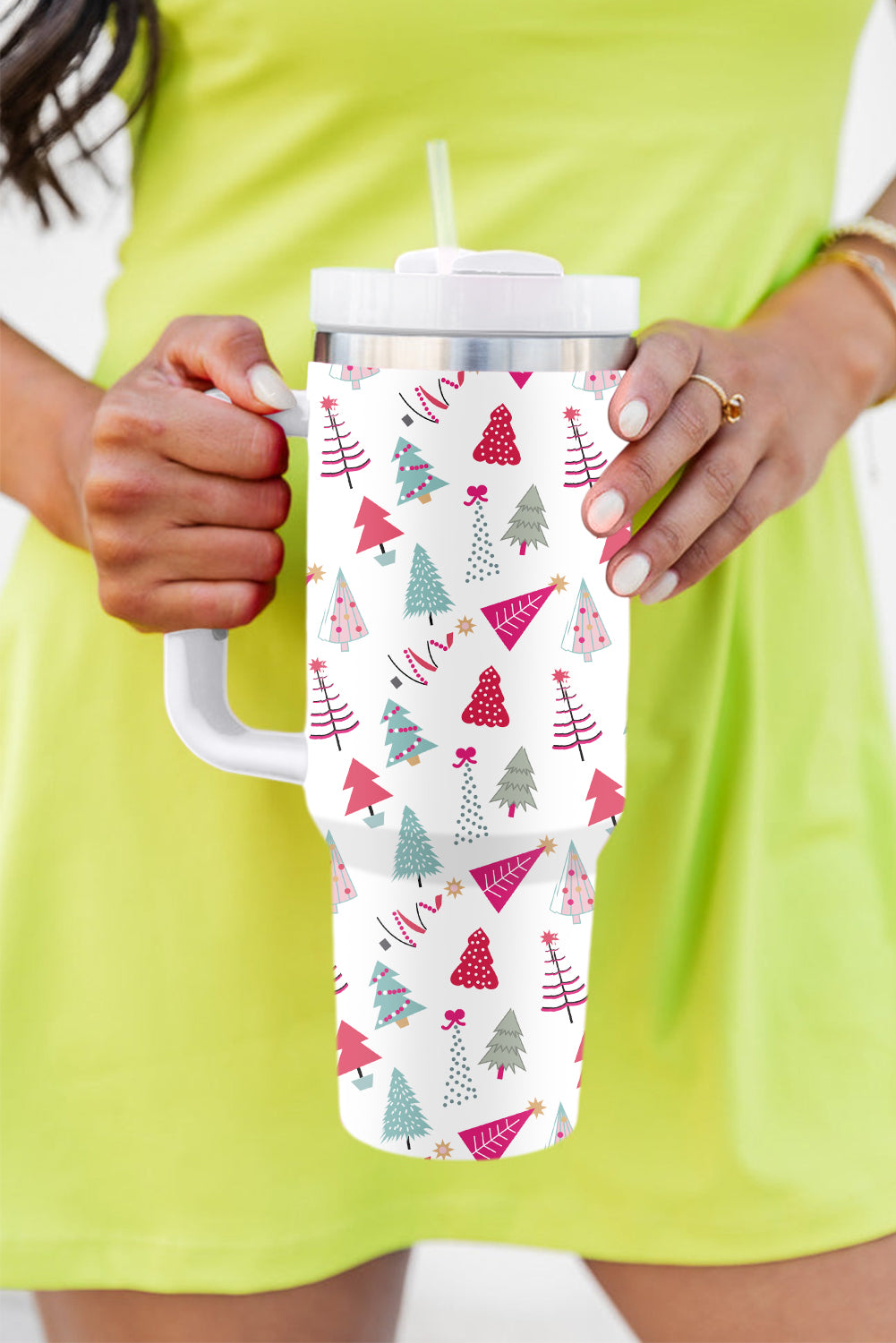 White Christmas Tree Printed 40oz Tumbler Cup