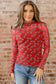 Red Game Day Football Mesh Sheer Long Sleeve Top