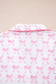 Pink Bow Print Long Sleeve Shirt and Pants Soft Pajama Set