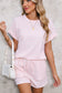 Pretty Pink Stripe Lounge Set – Top & Pocket Shorts