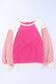 Rosy Colorblock Patchwork Plush Pullover Sweatshirt